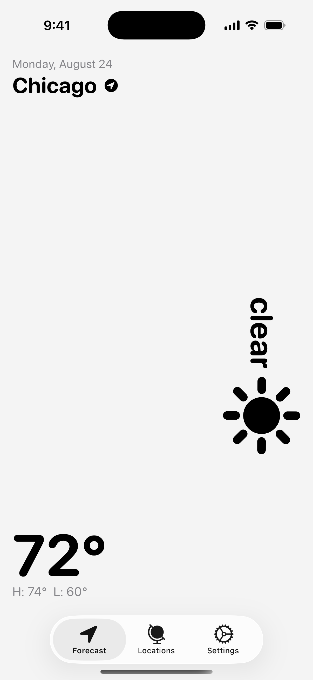 Pepper Weather forecast view
