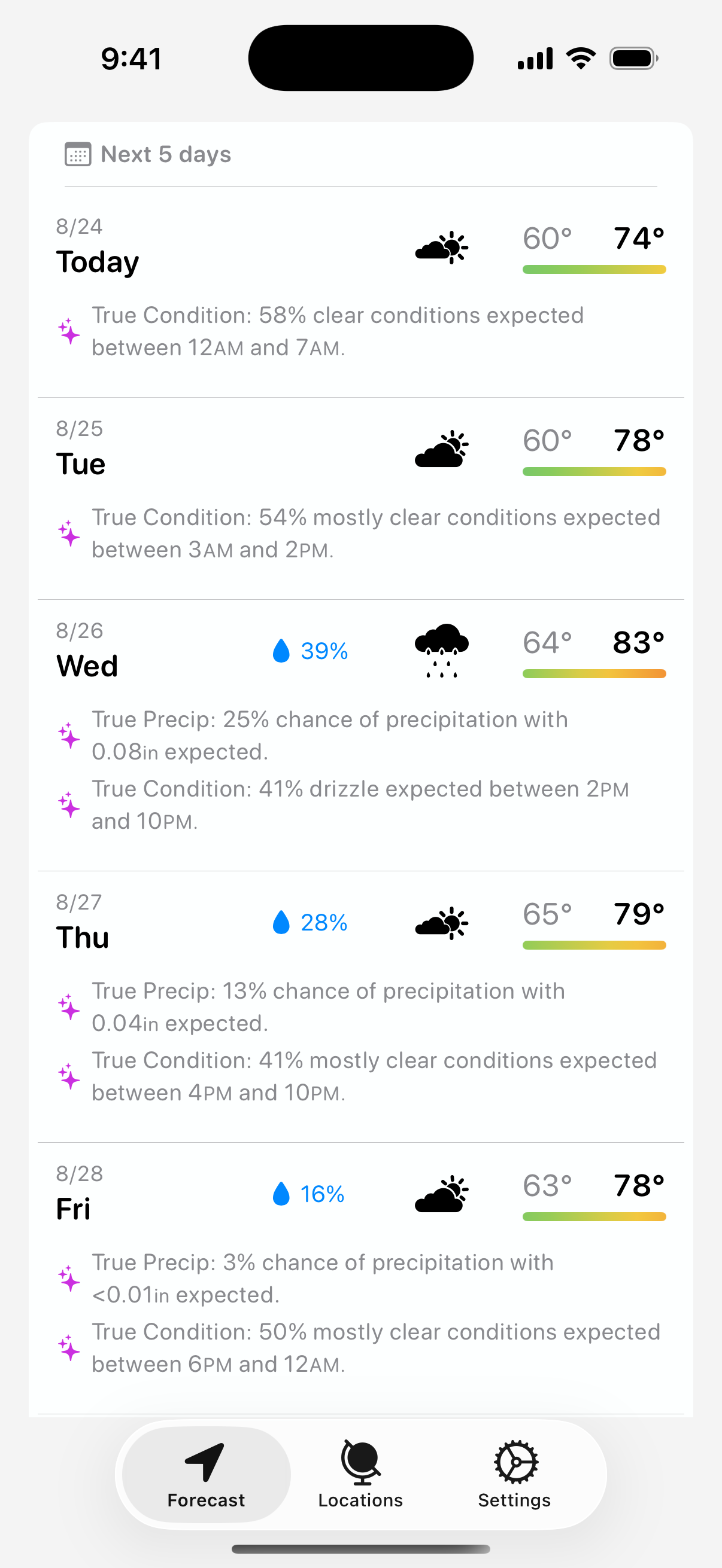 Pepper Weather app screen
