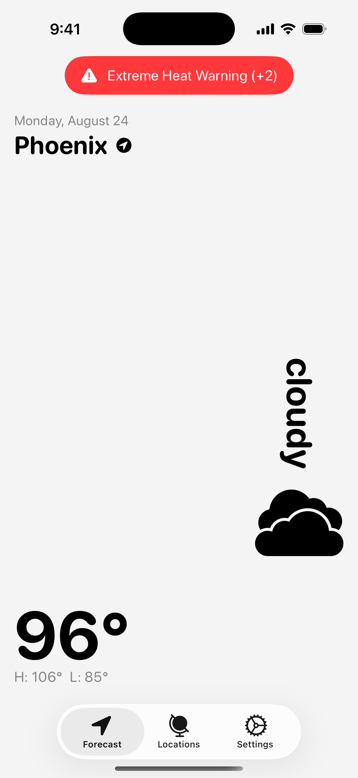 Pepper Weather app screen